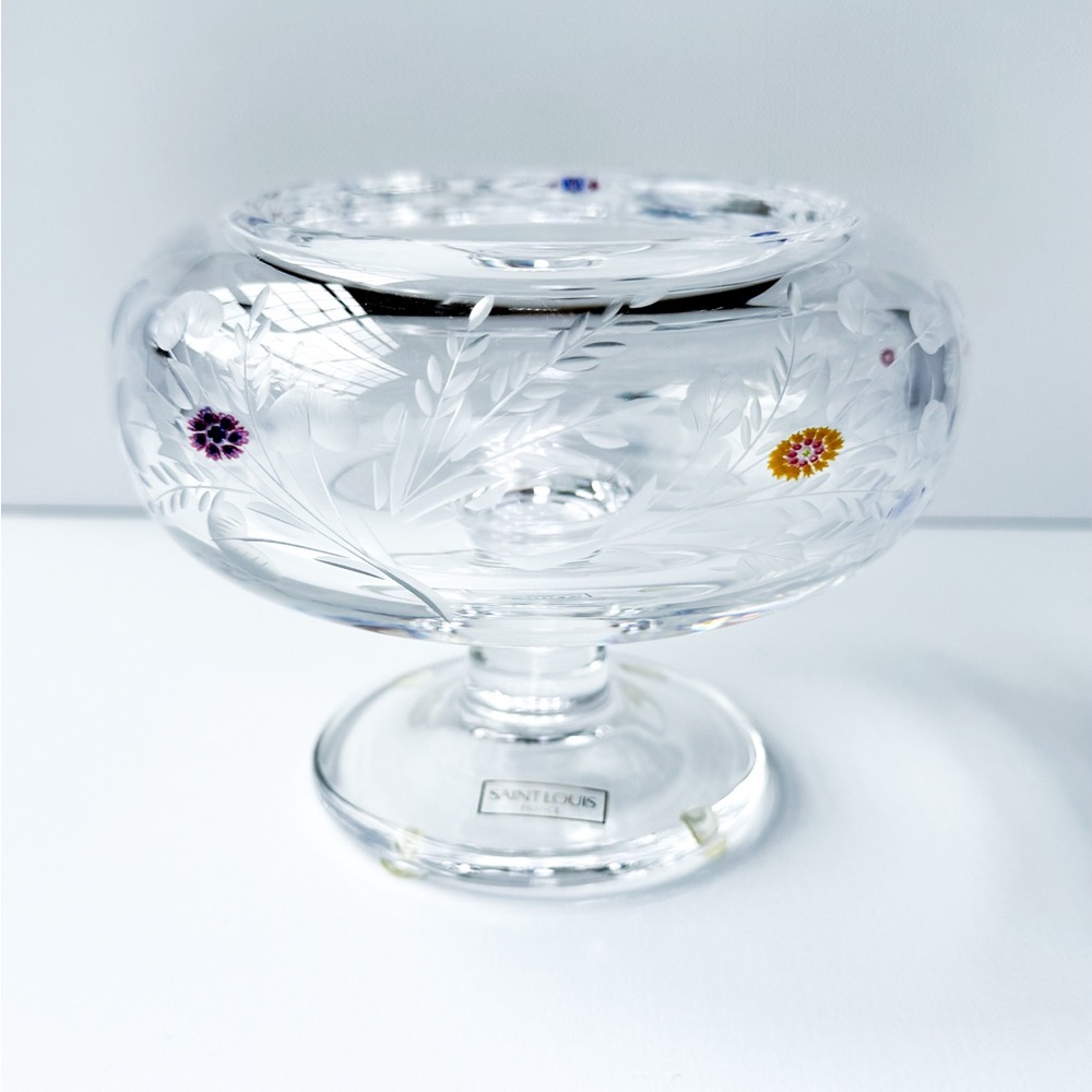 Vintage St. Louis ‘Botticelli’ Footed Crystal Candy Dish